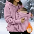 thumbnail image 2 of Women's 3-in-1 Babywearing Maternity Fleece Coat - Hooded Thicken Winter Outerwear with Detachable Kangaroo Pocket, Warm Mommy & Me Sherpa Jacket, 2 of 5