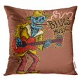 thumbnail image 1 of RYLABLUE Housse de Coussin Guitariste Rouge Drôle Squelette Jouant de la Guitare Musique Bleue Mexique, 1 of 1