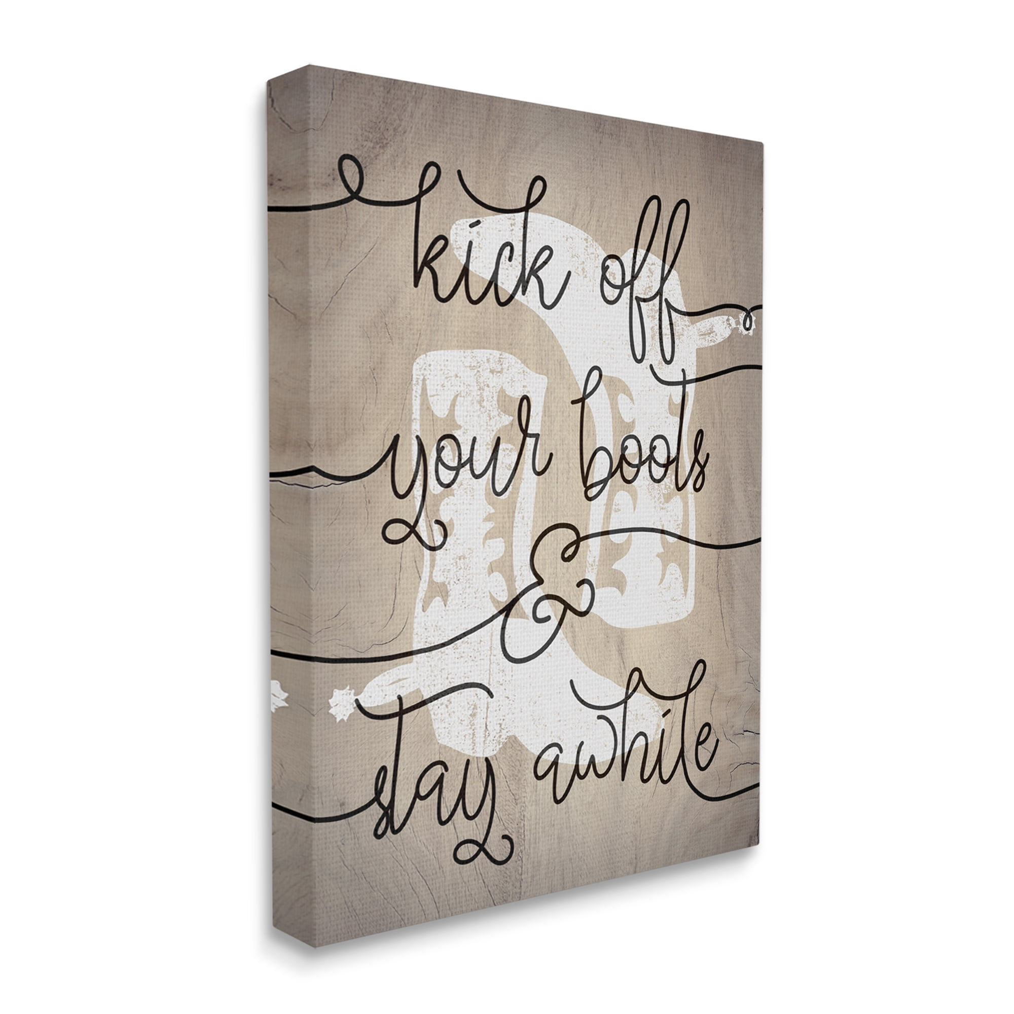 Stupell Industries Kick Off Boots Stay Awhile Quotes Southwestern Cowboy Shoes, 16 x 20, Design by Lil' Rue