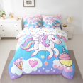 thumbnail image 2 of YST Cute Unicorn 7-Piece Animal Bedding Set, Twin Size, Glitter Stars, Cartoon Rainbow, 2 of 4