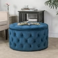 thumbnail image 5 of Homebeez Round Storage Ottoman Button Tufted Footrest Stool Coffee Table Children Sofa Stool,Blue, 5 of 7
