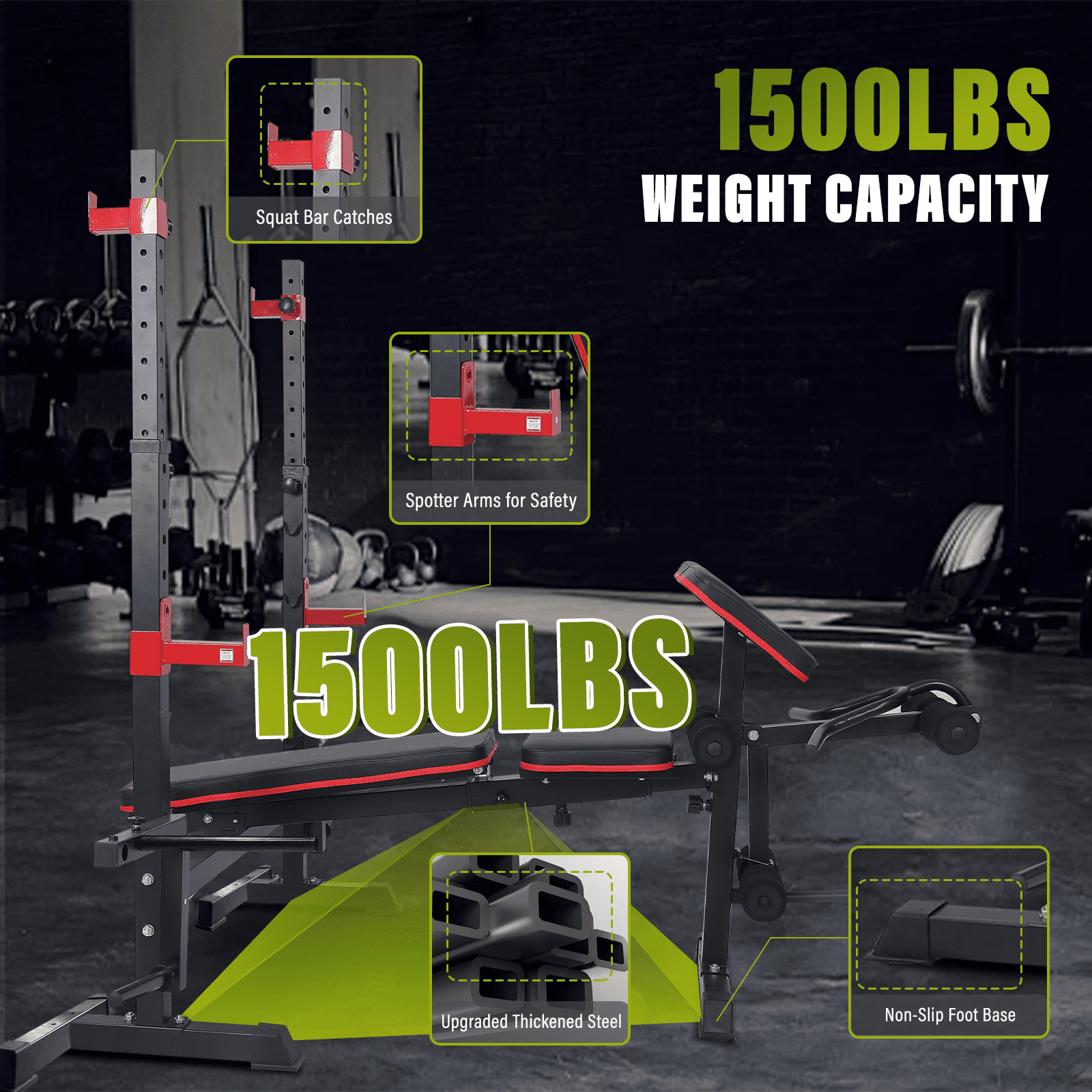 PUATUL 1500LBS 6 IN 1 Olympic Weight Bench Set with Leg Developer and Leg Curl