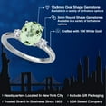 thumbnail image 2 of Gem Stone King 14K White Gold Green Prasiolite and White Created Sapphire Engagement Ring for Women | 2.66 Cttw | Oval 10X8MM | Gemstone Birthstone | Size 8, 2 of 6