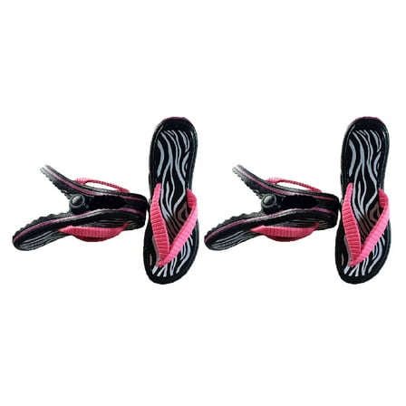2 Set (4 Ct) Black Flip Flop Beach Towel Clips Jumbo Size for Beach Chair, Cruise Beach Patio, Pool Accessories for Chairs, Household Clip, Baby Stroller