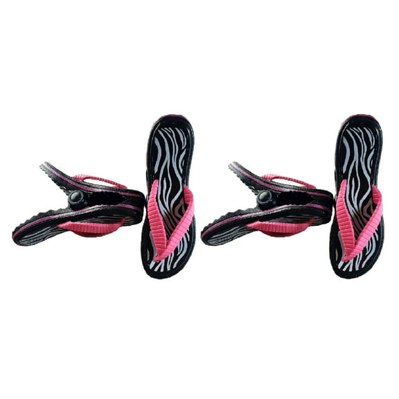 2 Set (4 Ct) Black Flip Flop Beach Towel Clips Jumbo Size for Beach Chair, Cruise Beach Patio, Pool Accessories for Chairs, Household Clip, Baby Stroller