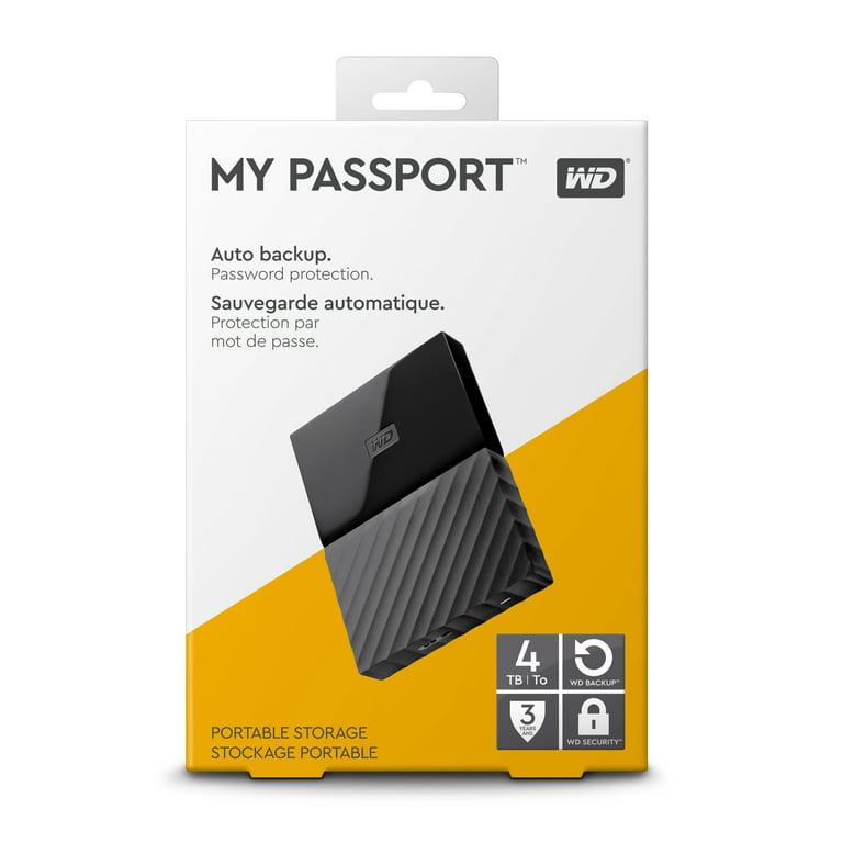 Western Digital 4TB Black My Passport Portable External Hard Drive - USB  3.0 - WDBYFT0040BBK-WESN