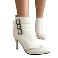 thumbnail image 7 of UngA Wide Calf Boots Women's Thigh High Boots Over The Knee Boots Side Zip Pointed Toe Fashion Sexy Winter Stiletto Knee High Boots White,5.5, 7 of 7