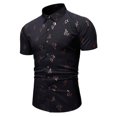 thumbnail image 2 of Camisa de manga corta con estampado de ramitas ajustadas para negocios con botones casuales para hombres Pompotops  oipoqjl47677, 2 of 4