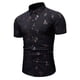 thumbnail image 2 of Camisa de manga corta con estampado de ramitas ajustadas para negocios con botones casuales para hombres Pompotops  oipoqjl47676, 2 of 4