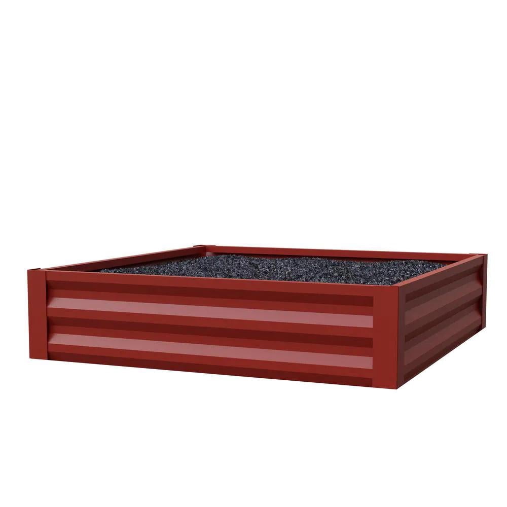 Panacea  Barn Red Steel Raised Garden Bed for Outdoor Use, 48" x 48" x 10"