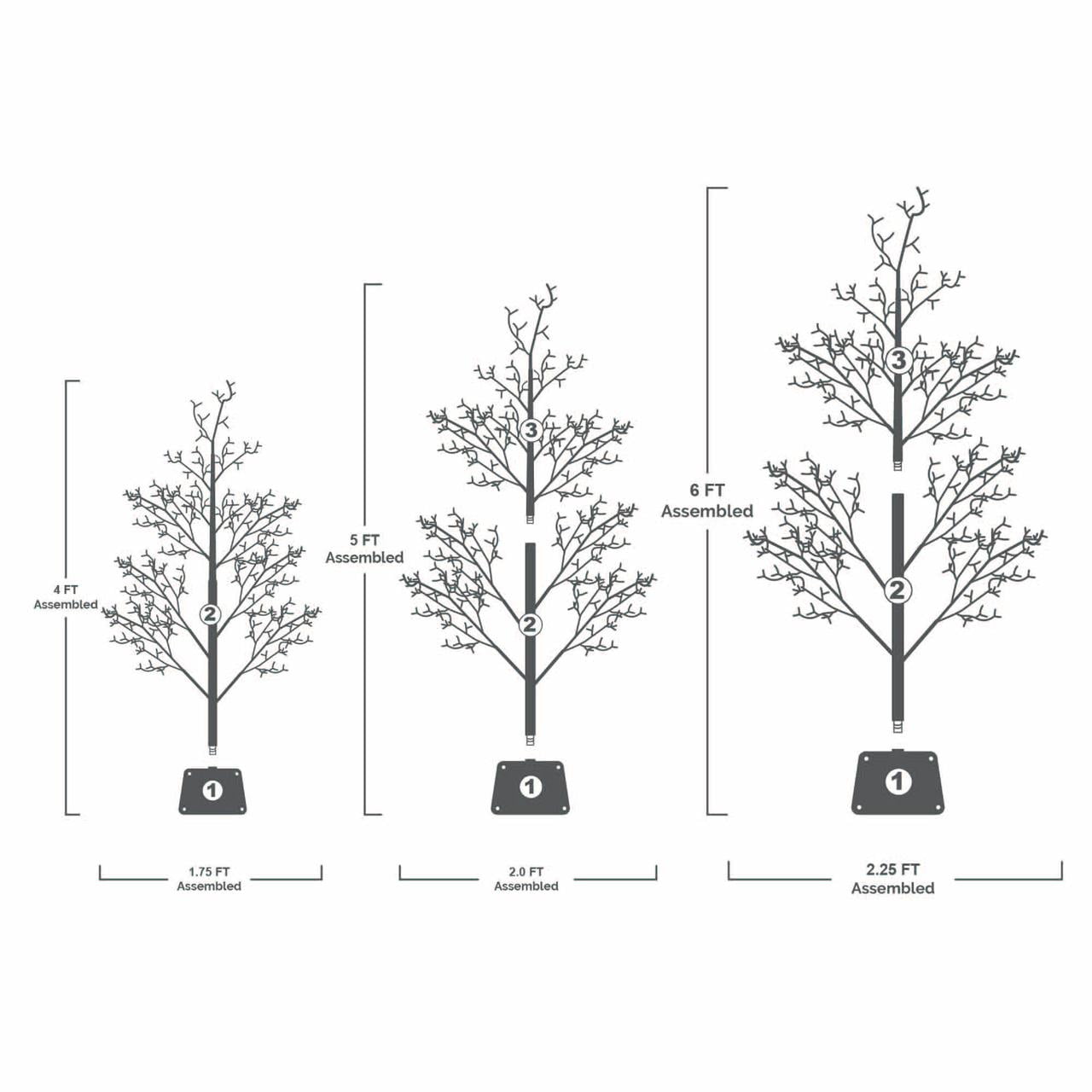 My Texas House 3 Pack Warm White Twinkling LED Icy Cube Beaded Tree, 4ft/5ft/6ft assorted