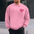 thumbnail image 2 of YOIAVAIOY Men Heart Print Sweatshirt Trendy Long Sleeve Love Graphic Sweatshirts Loose Casual Fall Pullover Top with Pocket Pink S, 2 of 9