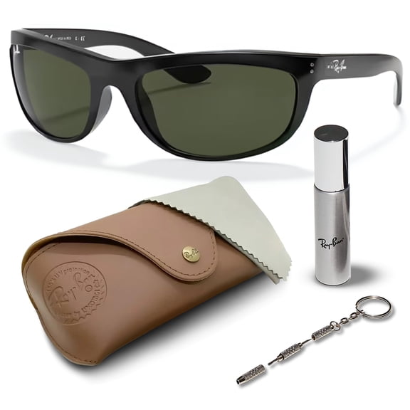 Ray-Ban RB4089 BALORAMA Rectangle Shaped Non-Polarized Sunglasses for Men - Includes Official RAYBAN Eyewear Kit - Ideal Formal & Casual Wear Sunglasses - G-15 Green Lens