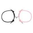 thumbnail image 1 of Pulseras Magnéticas Uxcell para Parejas, Pulsera a Juego de Corazón para Él y Ella, Cordón Trenzado Ajustable para Regalo de Aniversario, Negro/Rosa, 1 of 6