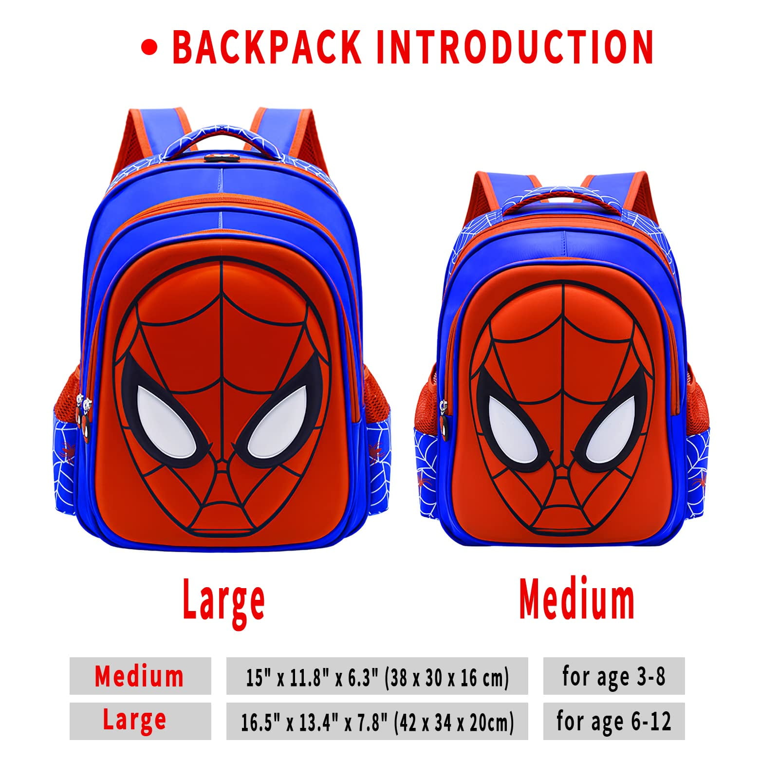 Cartoon Anime Backpack 3D Waterproof Travel Backpacks Daypack for Hiking Camping Large Capacity Backpack,Red Blue - Large