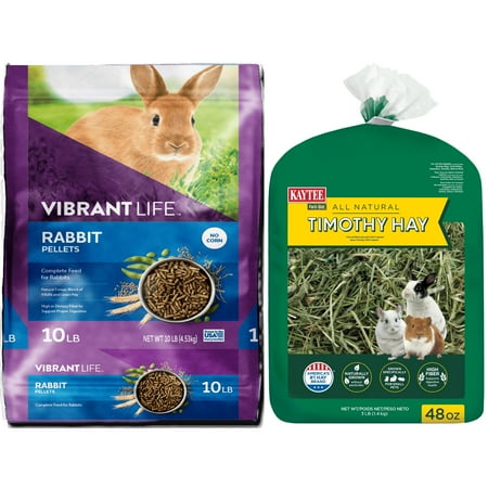 Vibrant Life Rabbit Food, 10Lb + Kaytee Timothy Hay, 48Oz