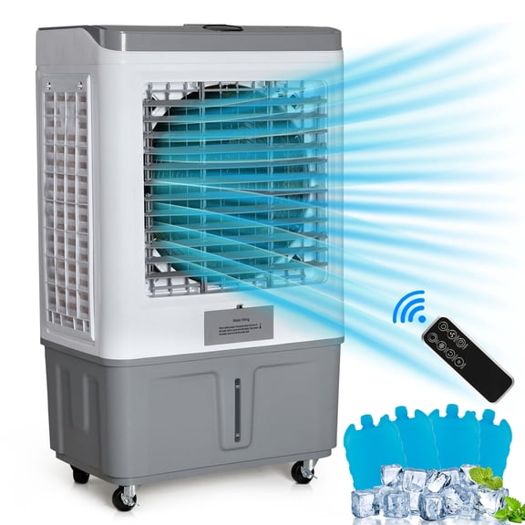 Zimtown 2941 CFM 3-Speed Battery Evaporative Air Cooler for 269 sq ft, Gray