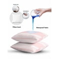 thumbnail image 6 of Outdoor Pillows Waterproof, Pink Striped Throw Pillows with Inserts Included, Modern Color Block Farmhouse Stripes Indoor Outdoor Decorative Lumbar Pillow for Bed/Couch/Patio 18"x18", 2Pcs, 6 of 8