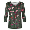 thumbnail image 5 of KIHOUT Fashion Tops Women's Valentine's Day Printed T-shirt 3/4 Sleeves Blouse Round Neck Casual Tops, 5 of 5