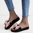 thumbnail image 5 of Nrmvnmi Women's Slippers Open Toe One-Line Bow Over Flat Sandals Floral Summer Comfortable Shoe Pink Mothers Day Gifts, 5 of 9