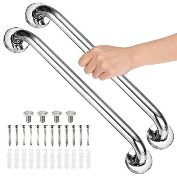 2-Pack 16 Inch Anti Slip Grab Bars, Stainless Steel Safety Shower Handle for Toilet/Elderly Assist Bath Handle [Chrome]
