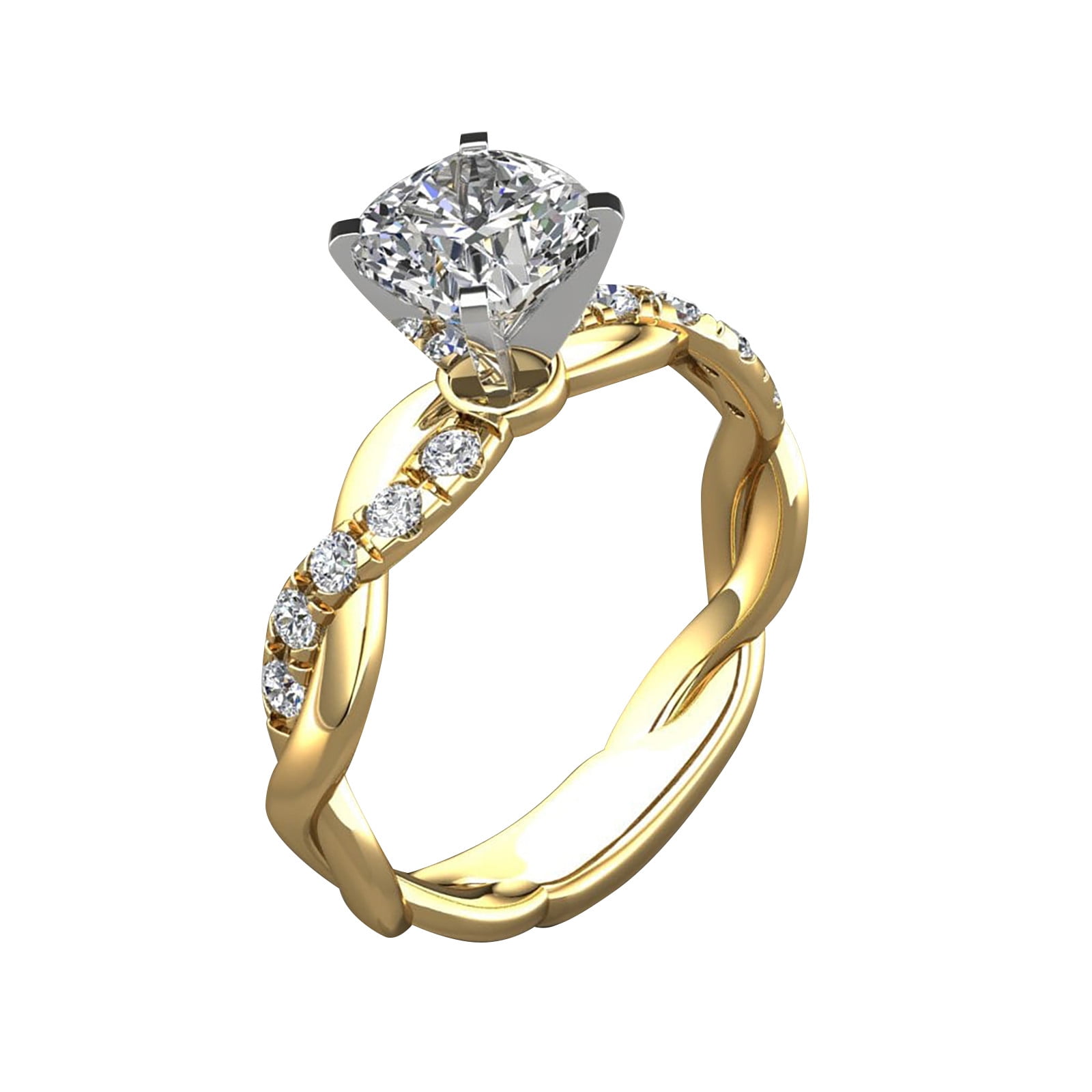 Rings for Women Princess Ring Engagement Rose Eternal Wedding Ring Gold ...