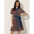 thumbnail image 3 of Vestido Camisero Floral Allegra K Azul Oscuro L, 3 of 5