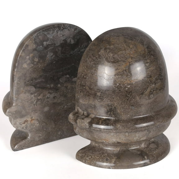 Creative Home Natural Charcoal Marble Ice Cream Bowl Shaped Bookend Set