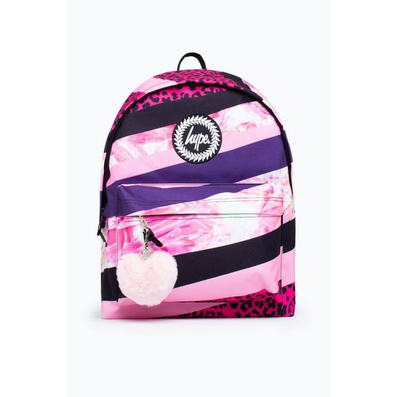 Hype Unisex Dark Pink Stripe Crest Backpack