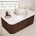 thumbnail image 4 of 24" Modern Floating Bathroom Vanity with Sink, Wall-Mounted Cabinet with Ultra-Thin Ceramic Basin and Marble Top, Extra Large Storage Drawer, Soft-Close Design, Dark Walnut, 4 of 6