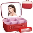 thumbnail image 1 of Cosmetiquera de Maquillaje con Espejo LED 3 Modes, Estuche Portátil de Maquillaje con Bolsa para Brochas, Neceser de Viaje con Divisores Desmontables, Organizador Accesorios Belleza para Mujer, 1 of 4