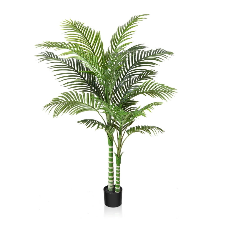 2 Pack Artificial Plants in Basket 5 Feet Faux Green Areca Palm