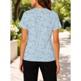 thumbnail image 4 of Women's Casual Crewneck T-Shirts Short Sleeve All-Over Light Blue Ditsy Summer Tee Shirts, 4 of 6