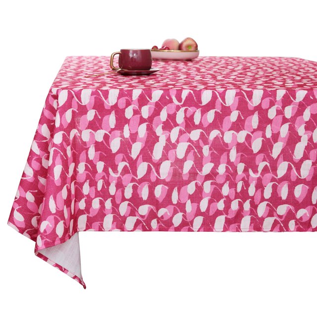 Deconovo Lino sintético con presillas Pattern Table Cover, Water and Spill Resistant Rectangle Tablecloth para Party, Rose Red, 54x102 Inch