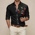 thumbnail image 2 of ZTKWD Mens Shirts Rose Floral Printed Slim Fit Long Sleeve Button Down Dress Shirts, 2 of 4