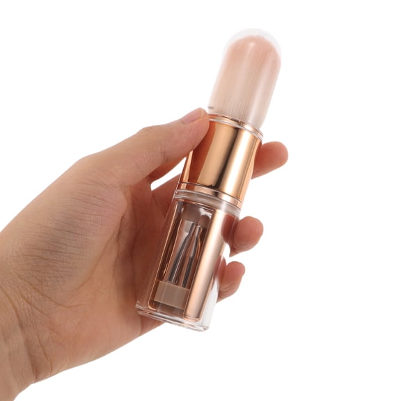 LOLIPPYY 1Set Portable Retractable Makeup Brush Set Rose Gold 5in1 Compact Travel Beauty Tools