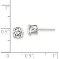 thumbnail image 4 of Sterling Silver 6mm Round Snap Set Cz Stud Earrings (6 X 6) Made In United States qe1005, 4 of 5