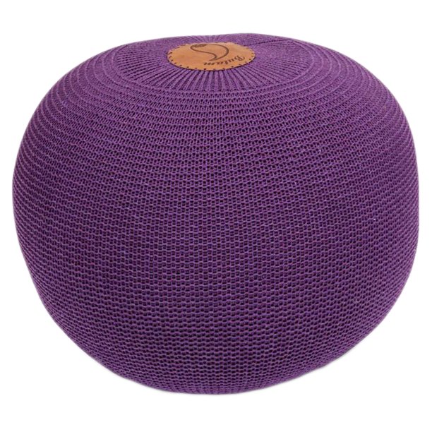 Pouf Ottoman Foot Rest Chair Dark Gray Soft Chunky Knit Cover Boho