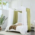 thumbnail image 2 of Warm Home Designs Set of 2 White & S Green Canopy Bed Curtains in 55 x 144 Inch Size. BE White & Sage 144, 2 of 4