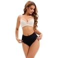 thumbnail image 5 of DARING DIVA Women's High-Waisted Underwear Thong Briefs Lace Trim Panties Black L, 5 of 6