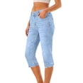thumbnail image 2 of DuoJiaJ Stretch Capri Denim Pants Slim Fit Ankle Casual Jeans Comfortable Trousers For Everyday Wear Women's Cropped Pants Blue XL, 2 of 5