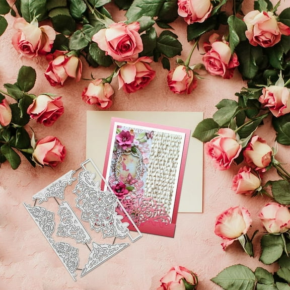 5Pcs Lace Flower Frame Metal Cutting Dies for Card Making Wedding Greeting Crad Frame Border Die Cuts Embossing Stencils Template Mould Paper for Scrapbooking Album Paper Card Decor