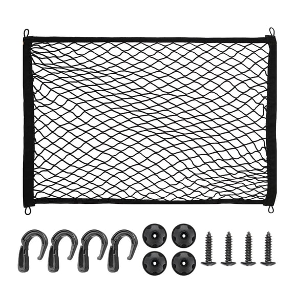 Uxcell Truck Cargo Net, 28 x 20 Inch Polyester Adjustable Trunk Bed Net Stretchable Mesh Storage Organizer with 8Hooks Universal for Pickup Trucks SUV Cars, Black