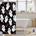 thumbnail image 3 of Manfei Halloween Ghost Print Shower Curtain 72Wx72L,Pastel Bat Pattern Bathroom Curtain, 3 of 5