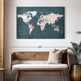 thumbnail image 3 of Elephant Stock Steel Blue World Map Wall Art - Horizontal Canvas Wall Art - Living Room Wall Decor - Map Canvas - White And Beige Decor - 48" x 32", 3 of 8