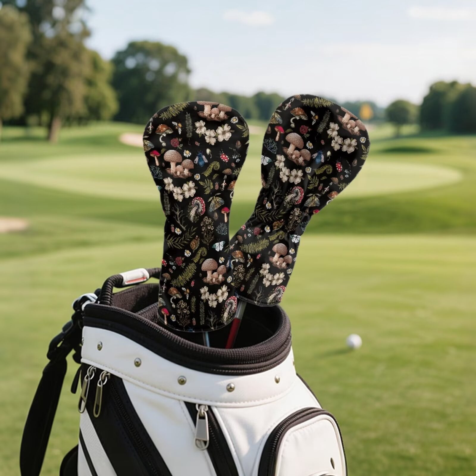 Uorisanigo Golf Club Head Covers Set of 3 - Waterproof PU Leather Aesthetic Mushroom Golf Club Headcovers Premium Lightweight Golfs Head Cover with Anti-Scratch Protection for Men & Women