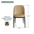 thumbnail image 6 of LeisureMod Tule Mid-Century Modern Dining Side Chair with Leather Seat and Powder-Coated Steel Frame for Kitchen and Dining Room, Walnut/Light Brown, 6 of 11