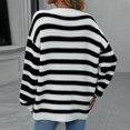 thumbnail image 4 of VISALY Pullover Crewneck Sweatshirt Striped Sweater Women's Casual Long Sleeve Pullover Sweaters O Neck 2023 Fall Winter Sweater Jumper Tops Crochet Sweaters Baggy Sweaters Office Sweater White M, 4 of 8