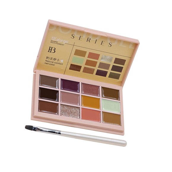 Solid Gel Nail Polish Palette Kit Japanese Nail Jelly Pigment UV Glue Milk Tea Mocha