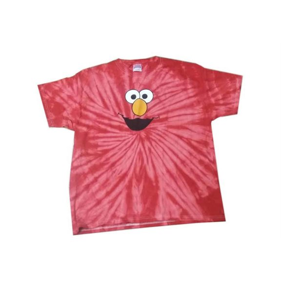 Red Elmo Face Tie Dye Tee Short Sleeve Shirt Large Unisex Adult